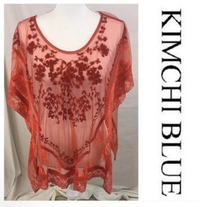 Kimchi Blue Boho Kimono Top Burnt Orange - Large